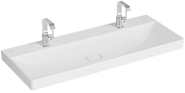 Vitra 7530B003-0041 Metropole Y.Ayaklı Çift Armatür Delikli Lavabo,120cm,Parlak Beyaz.